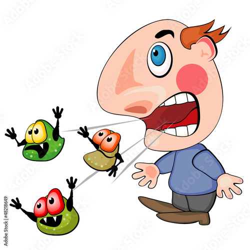 Vector: Coughing or sneezing man Coughing or sneezing man