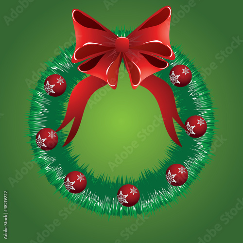 Vector: Christmas wreath with red bow Christmas wreath with red bow