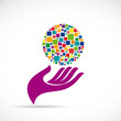 Vector logo Hand and pixels