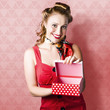 Valentine Day Woman With Red Heart Gift From Lover