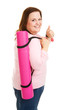 Perky Plus Sized Woman with Yoga Mat