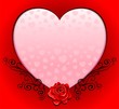 Vector: Pink Love Heart Frame with Rose-Cuore Cornice con Rosa-Vector Pink Love Heart Frame with Rose-Cuore Cornice con Rosa-Vector