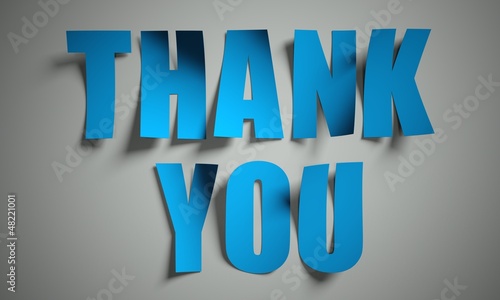 Illustration: Thank you cut from paper on background Thank you cut from paper on background