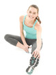 Close-up of a young woman exercising