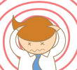 cartoon character of business man headache and confusing
