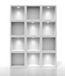 3d white shelves for exhibit