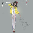 Hello Spring / Fashion sketch of young model