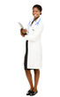 African American female doctor full length isolated on white bac