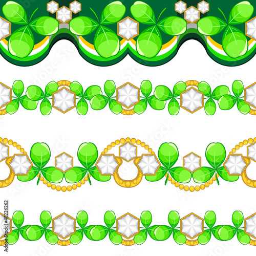 Vector: Seamless borders with shamrock Seamless borders with shamrock