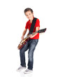 Portrait of young boy with a electric guitar