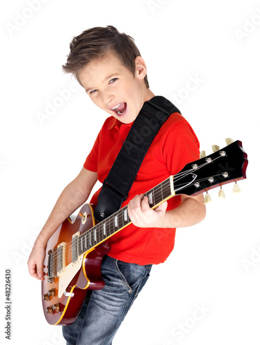 Photo: Portrait of young boy with electric guitar Portrait of young boy with electric guitar