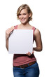 Woman with billboard in the hand