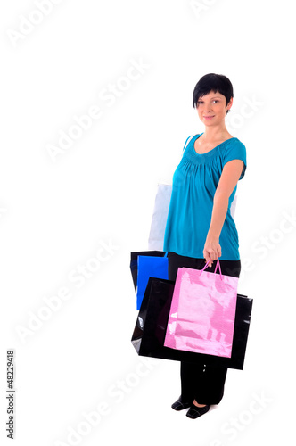 Photo: Frau mit Einkaufstüten Frau mit Einkaufstüten