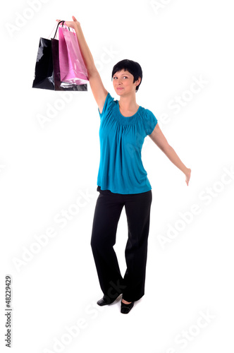 Photo: Frau mit Einkaufstüten Frau mit Einkaufstüten