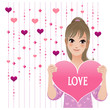 バレンタイン 女性 ハート LOVE イラスト
