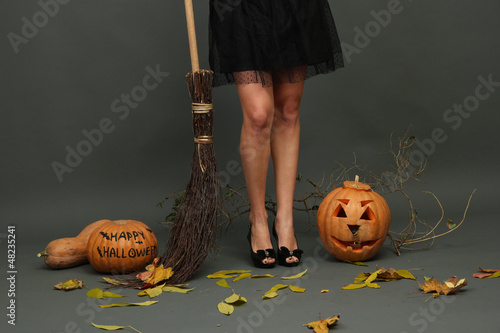 Photo: Halloween background with pretty female legs Halloween background with pretty female legs