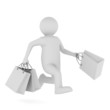 Illustration: Man with shoping bag on white. Isolated 3D image Man with shoping bag on white. Isolated 3D image