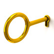 Illustration: Gold key in keyhole isolated on white background Gold key in keyhole isolated on white background