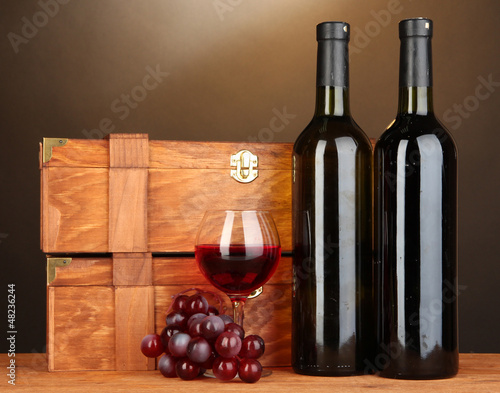 Photo: Wooden cases with wine bottles Wooden cases with wine bottles