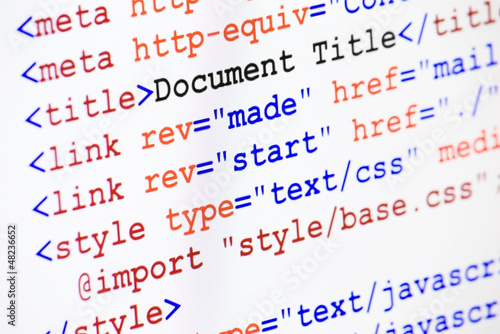 Photo: HTML web page source code with document title HTML web page source code with document title