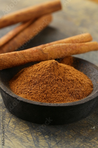 Photo: Cinnamon sticks and powder cinnamon Cinnamon sticks and powder cinnamon