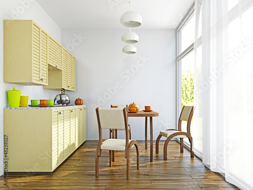 Illustration: The kitchen interior with furniture The kitchen interior with furniture
