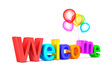 Illustration: Colorful welcome word with balloons on white background Colorful welcome word with balloons on white background