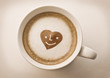 love cup , heart drawing on latte art coffee