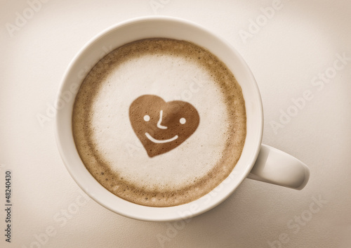Photo: love cup , heart drawing on latte art coffee love cup , heart drawing on latte art coffee
