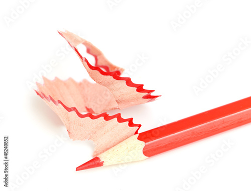 Photo: red pencil isolated on a white background red pencil isolated on a white background