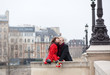 Beautiful romantic couple having a date in Paris