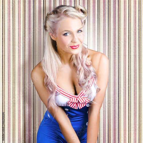 Photo: Cute Blonde Pin-Up Girl With Cheeky Smile Cute Blonde Pin-Up Girl With Cheeky Smile