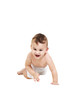 Photo: Happy baby, isolated over white Happy baby, isolated over white