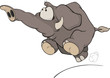 Vector: The running elephant calf cartoon The running elephant calf cartoon