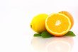 Photo: Orange and Lemon on white background Orange and Lemon on white background