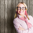 Funny Retro Female Nerd Girl With Dorky Smile