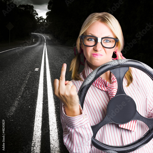 Photo: Angry Business Woman Expressing Road Rage Angry Business Woman Expressing Road Rage