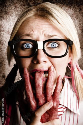Photo: Scared Frightened Business Woman Living In Fear Scared Frightened Business Woman Living In Fear