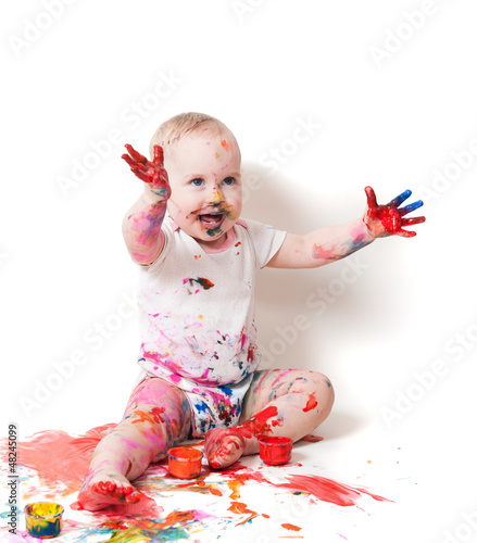 Photo: year-old child with paint year-old child with paint