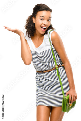 Photo: Beautiful mixed race Woman smiling portrait isolated on white ba Beautiful mixed race Woman smiling portrait isolated on white ba