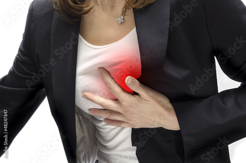 Woman having a heart attack