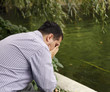 Stressed man in the park