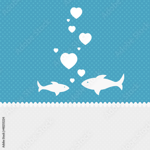 Illustration: Valentine background: two fishes in love Valentine background: two fishes in love