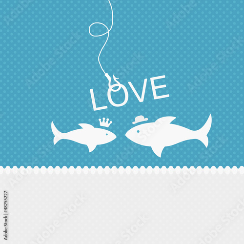 Illustration: Valentine background: two fishes in love Valentine background: two fishes in love