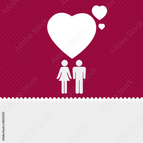 Illustration: Valentine background: couple silhouettes with heart Valentine background: couple silhouettes with heart