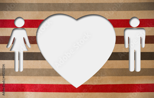 Illustration: Valentine background: couple silhouettes with heart Valentine background: couple silhouettes with heart