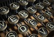 Close up of vintage typewriter keys