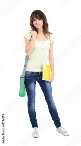 Photo: Nice female student smiling and looking at camera Nice female student smiling and looking at camera