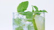 Mojito cocktail closeup on white background