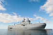 Photo: Military ship and blue sky. Military ship and blue sky.